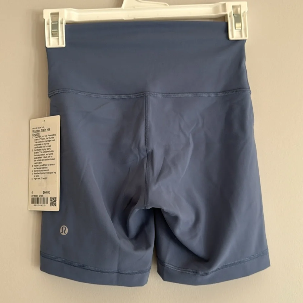 NWT Lululemon Wunder Train High Rise Short 6” inseam Oasis Blue Size 4 Everlux